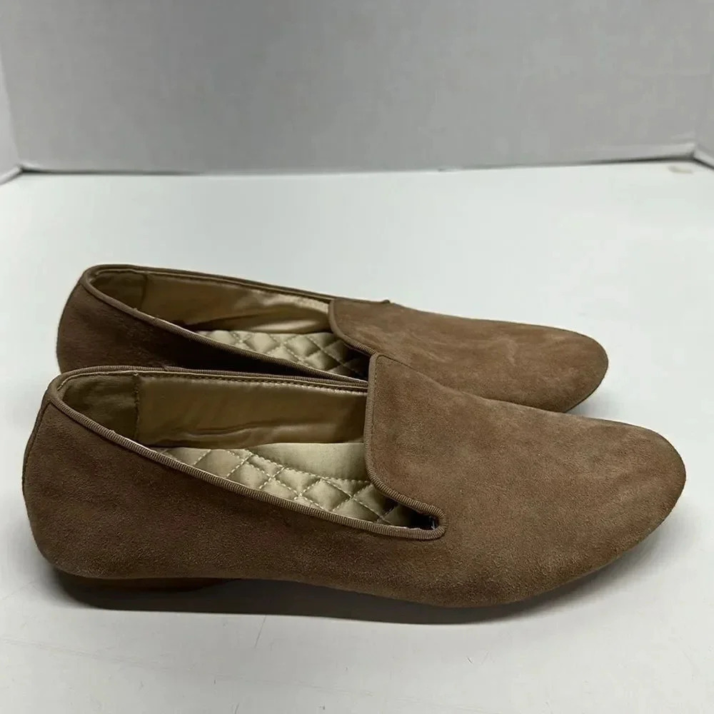 Birdies The Starling Slip On Ballet Flats Shoes Suede Leather Latte Tan Size 9